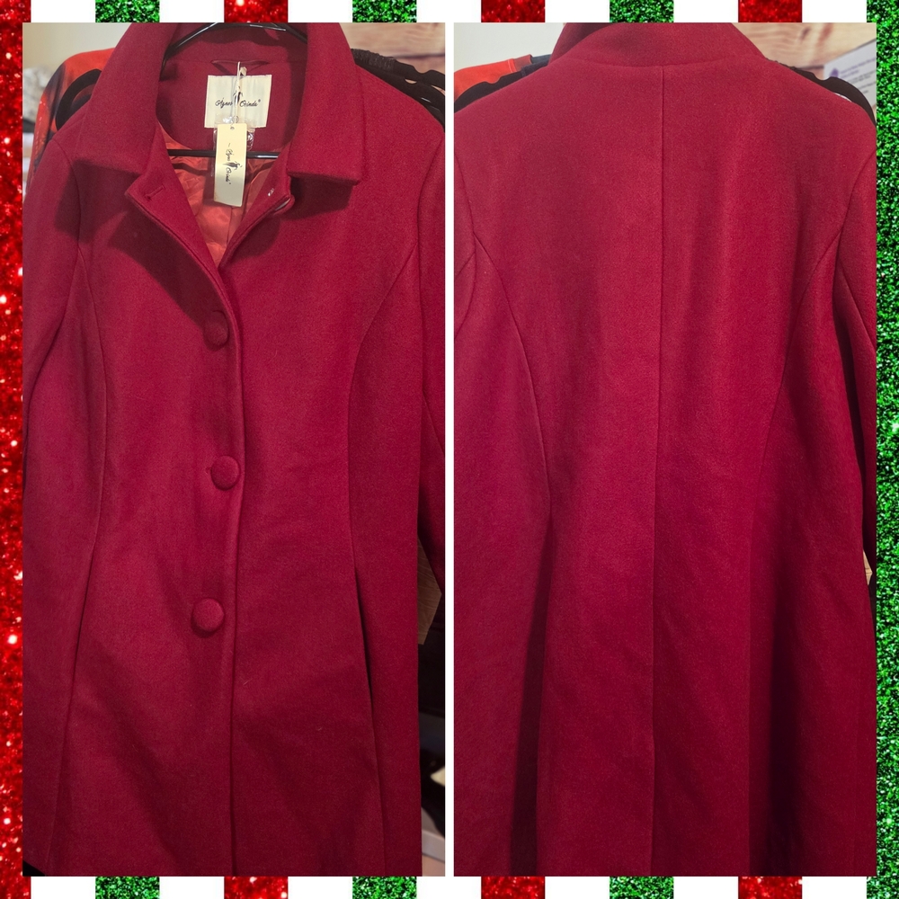 Elegant Women's Red Pea Coat